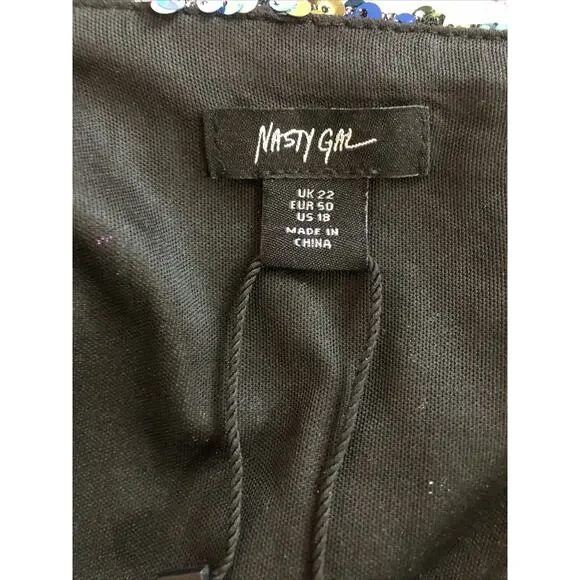 NWT Nasty Gal Size 18 Sequin Strappy Bodycon Mini Dress Peekaboo Multicolor - Picture 8 of 10